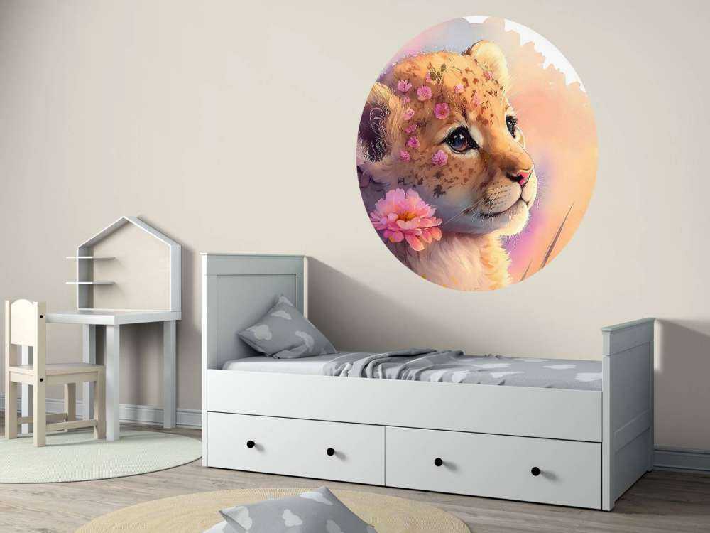 Drømmende valp mellom blomstene