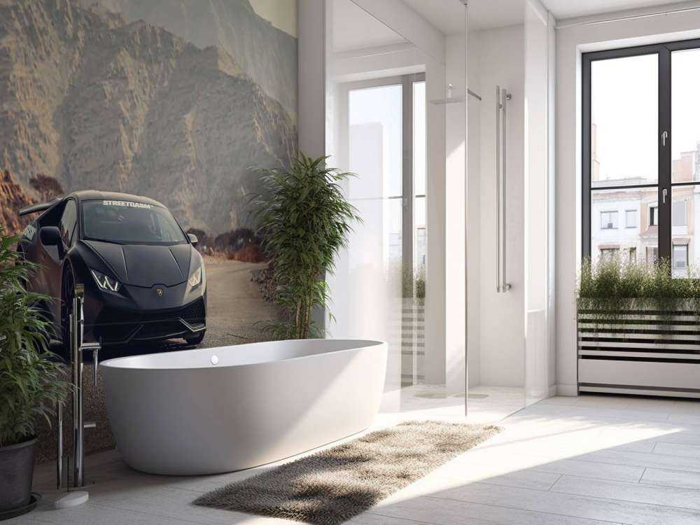 Svart superbil i ørkenen