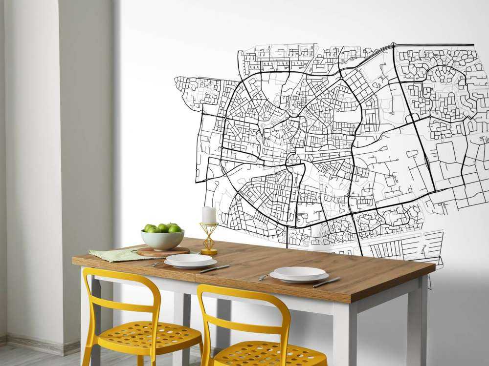 Kart over Leeuwarden, hvitt