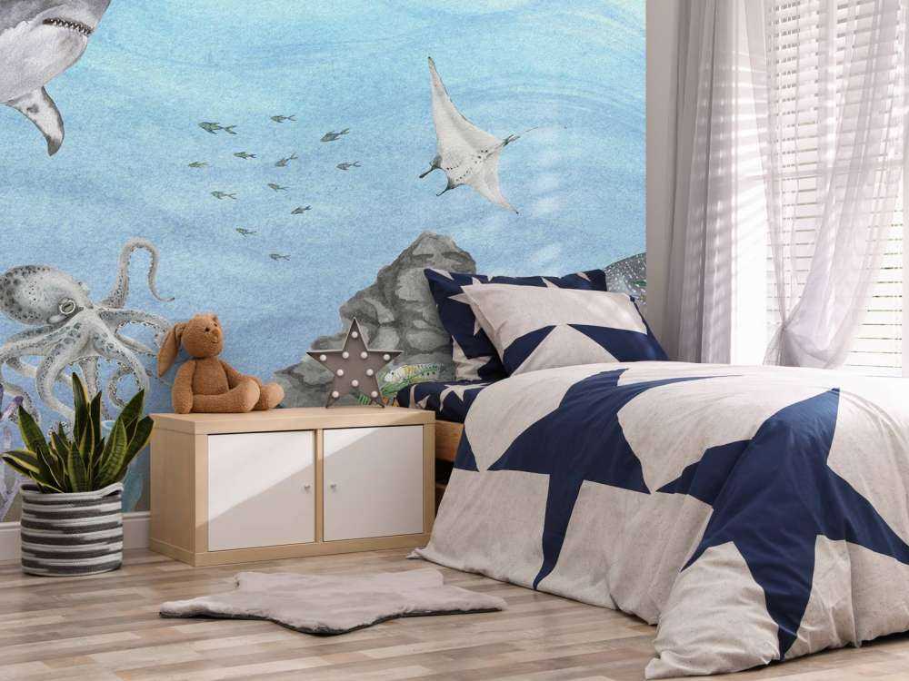 Undervandsverden med hajer