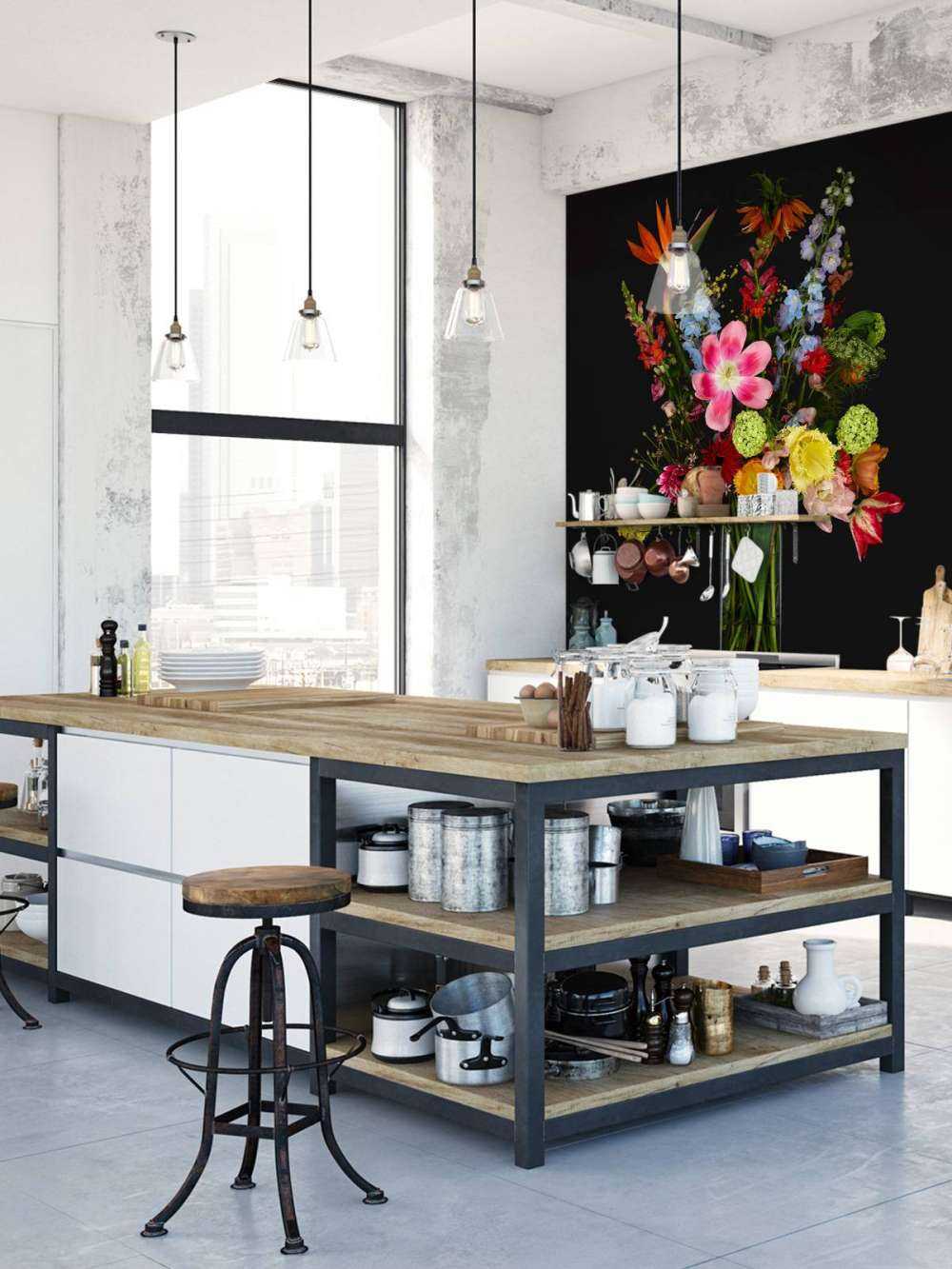 Buket blomster i glasvase