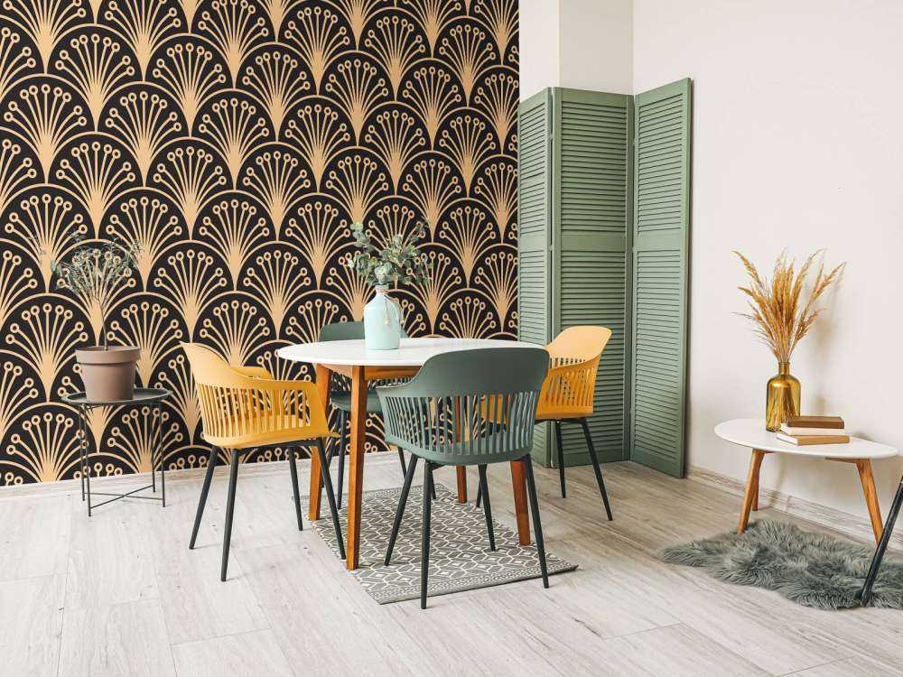 Guld art deco blomster