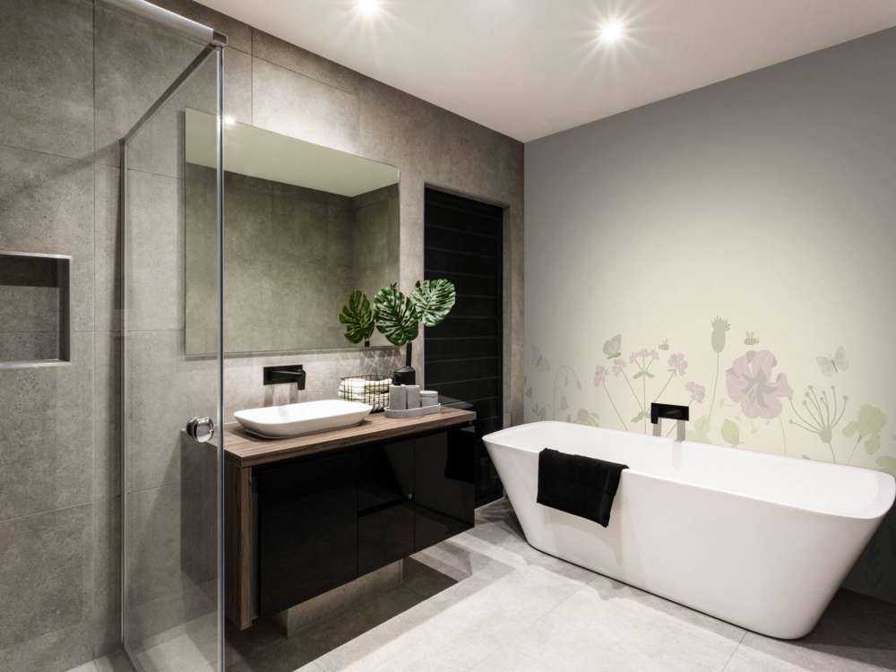 Blomstermark med sommerfugle beige og gammelrosa