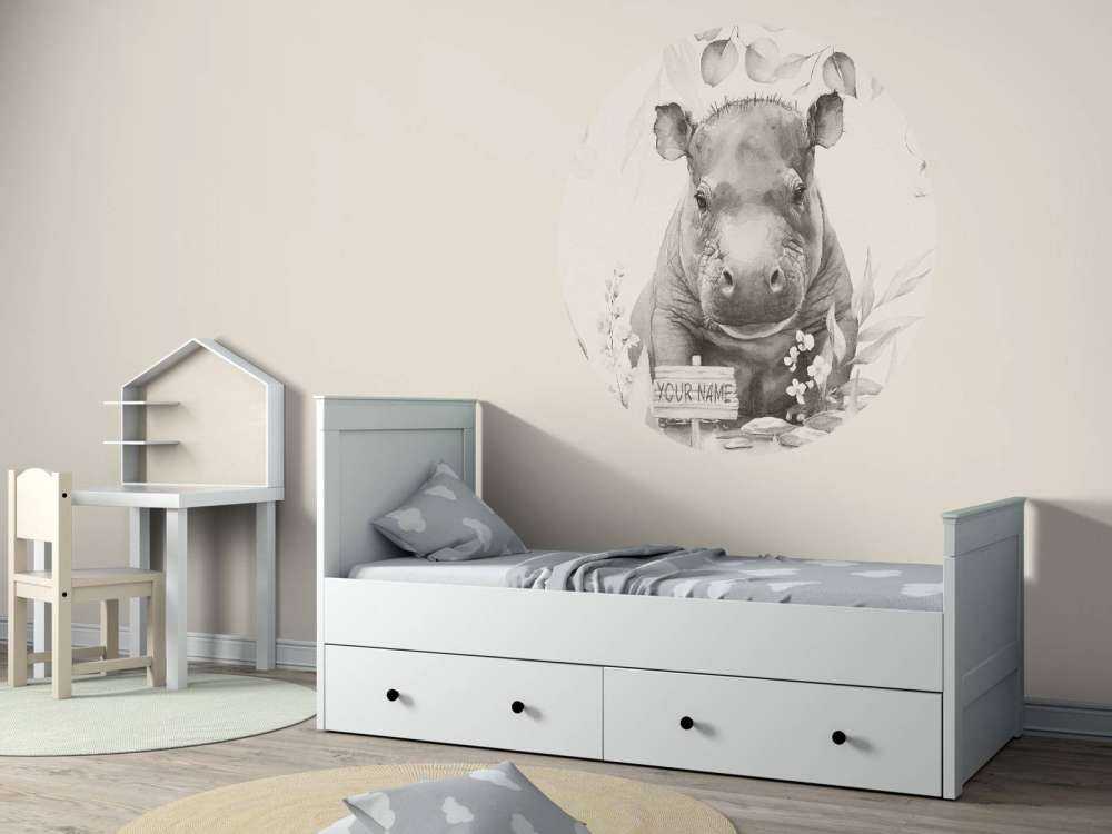 Flodhesteunge i den beige jungle