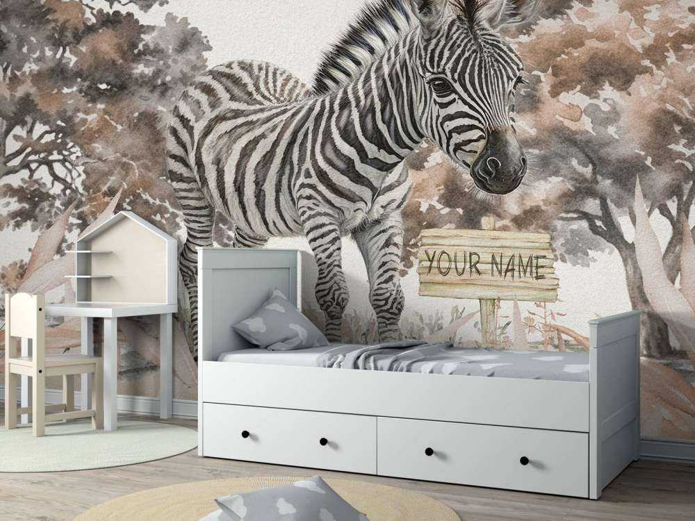 Ung zebra i naturen taupe