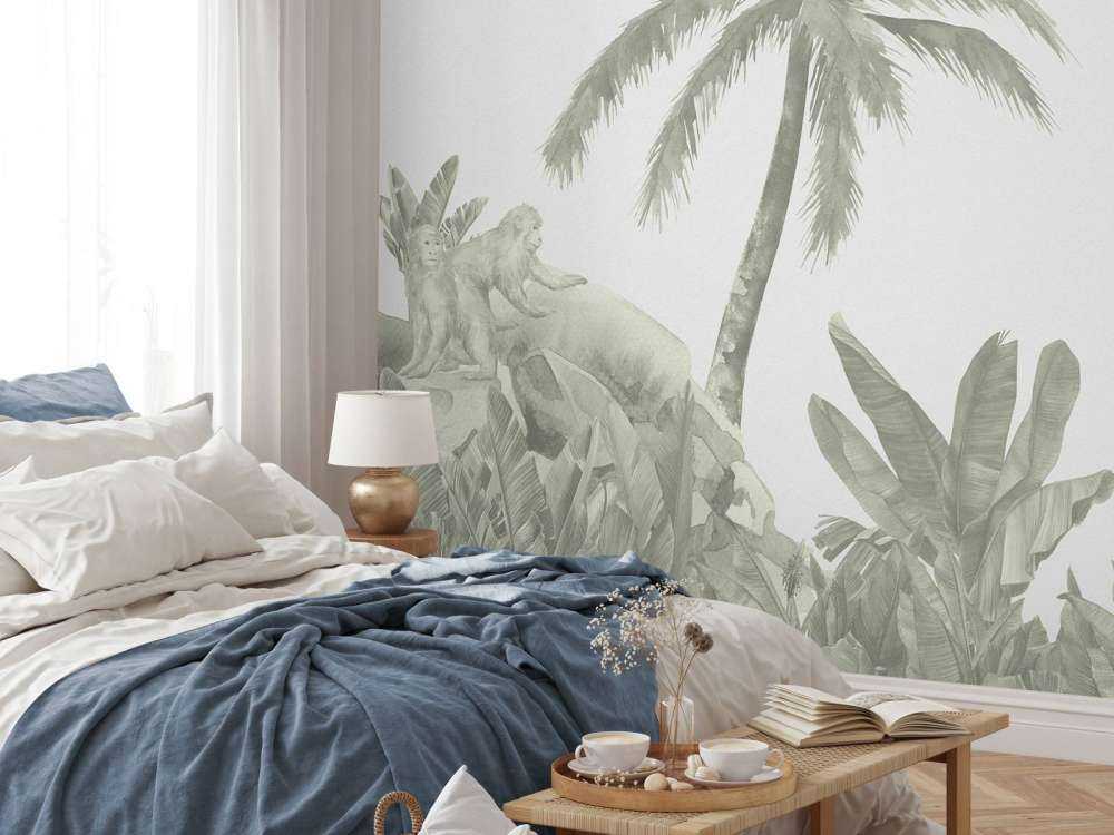 Aber og flamingoer i grønt