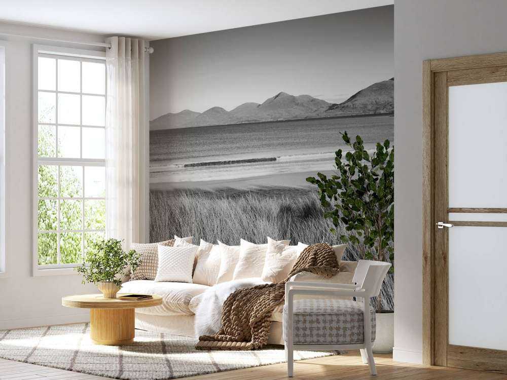 Marram græs, strand og bjerge