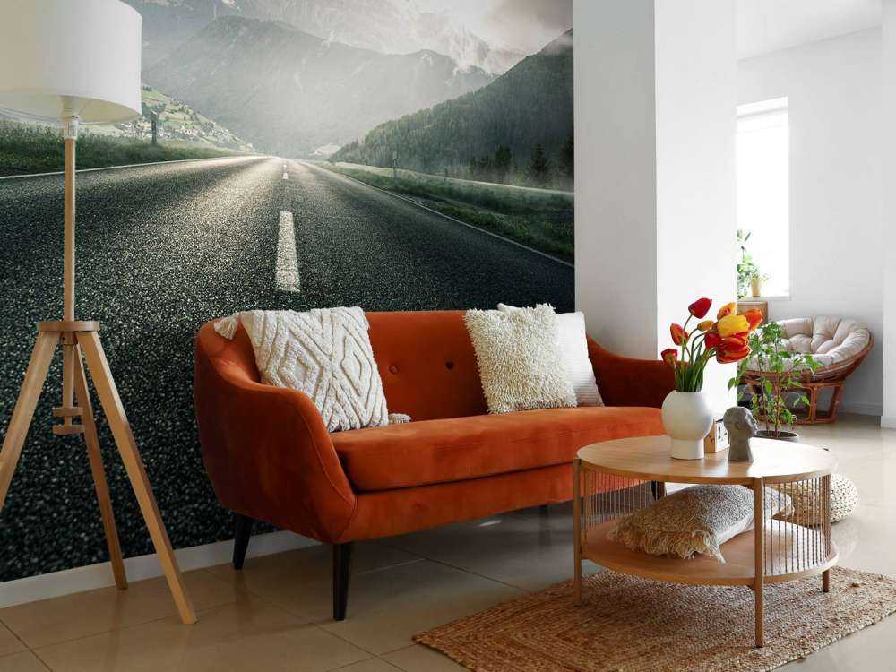 Vej i bjergrigt landskab