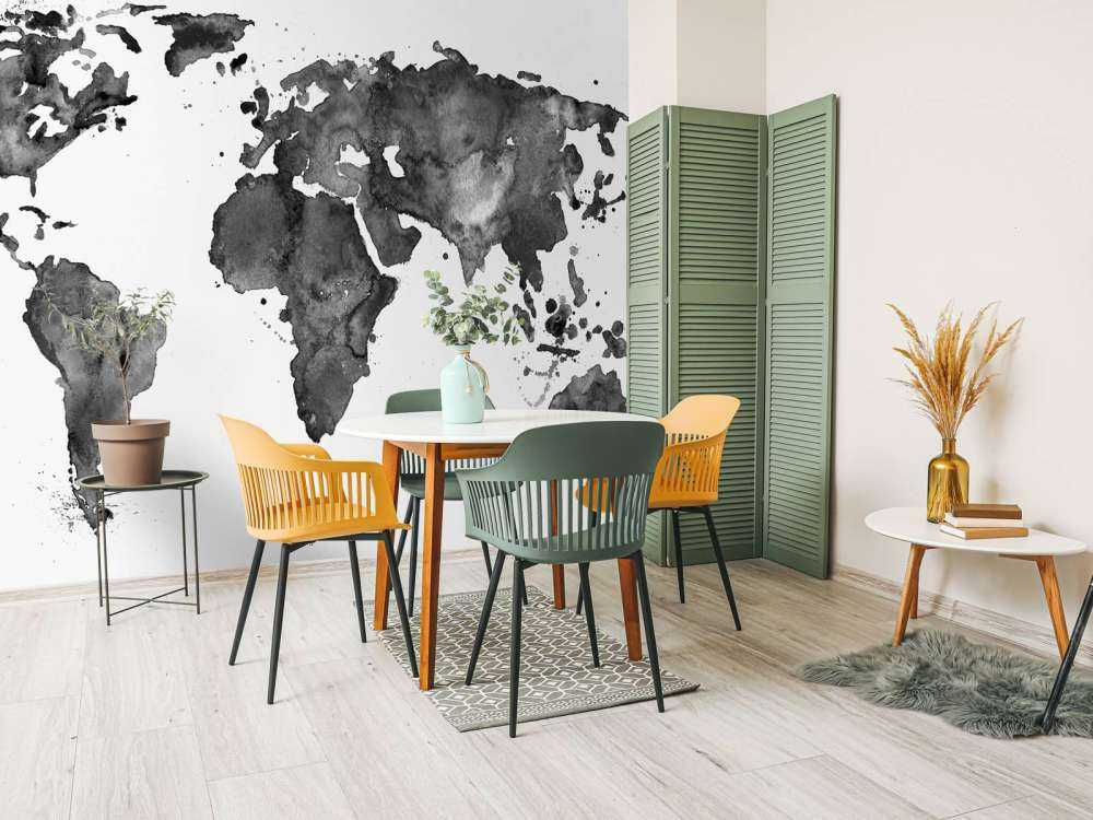 Sort verdenskort over akvarel