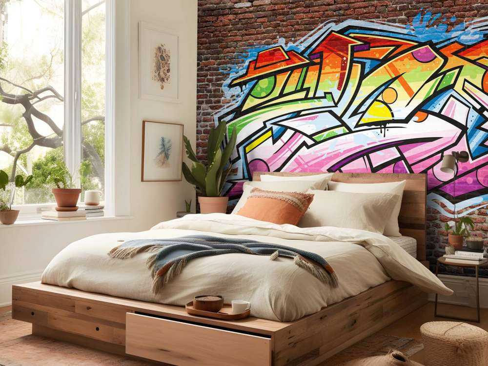 Graffiti på røde mursten