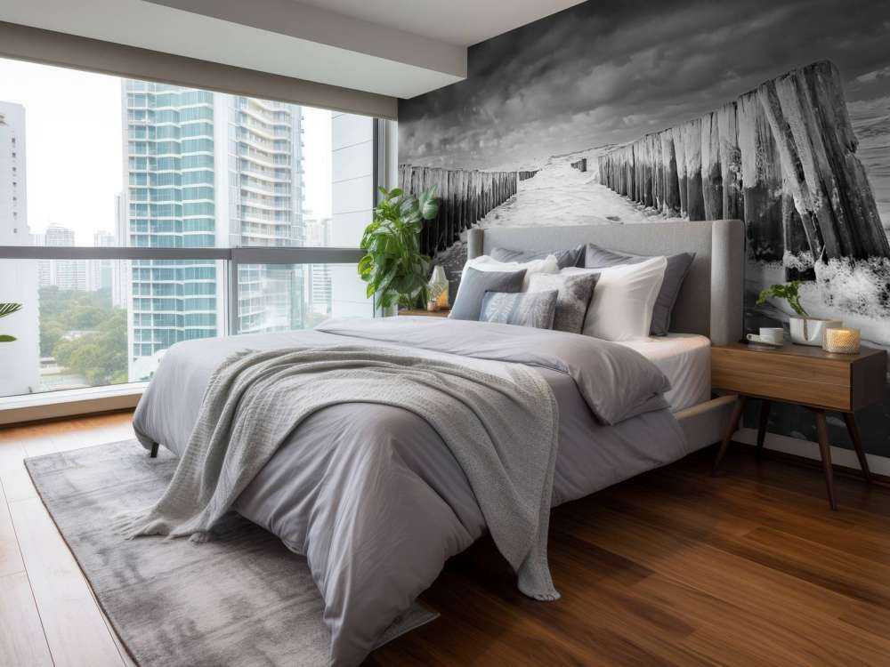 Oroligt hav i svart och vitt