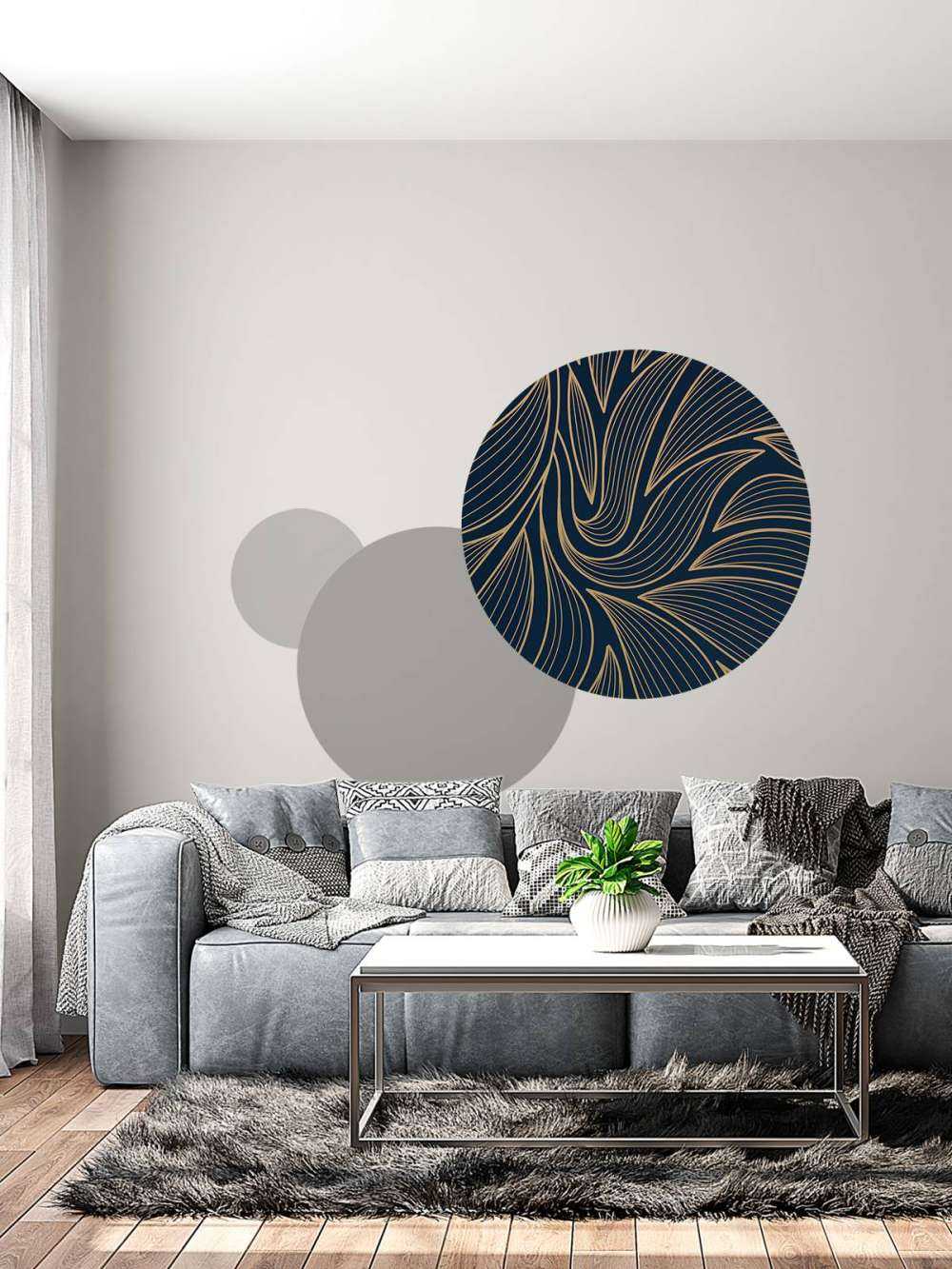 Art deco blommor blå