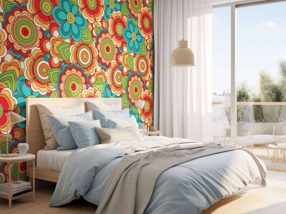 Färgglada retroblommor