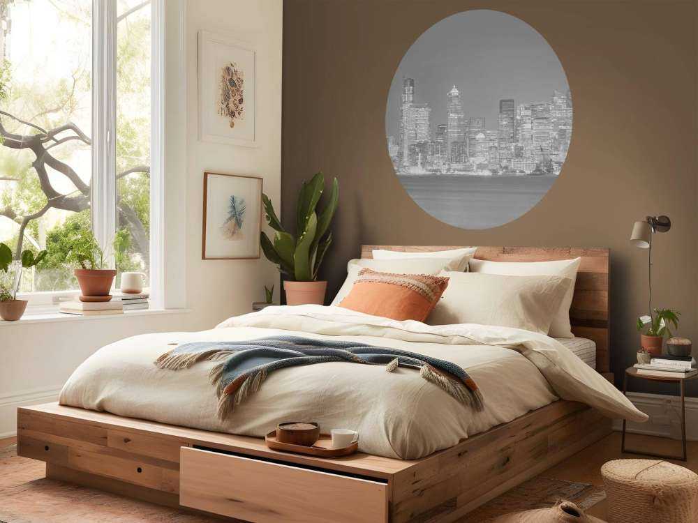 Skyline Seattle i svart och vitt