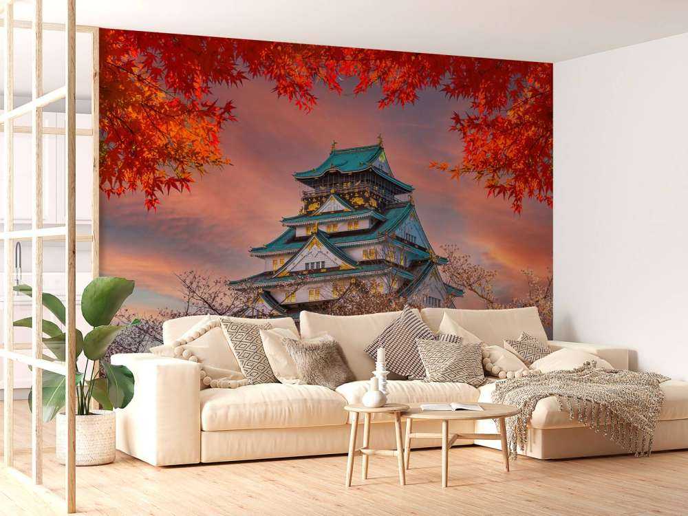 Osaka slott genom träden