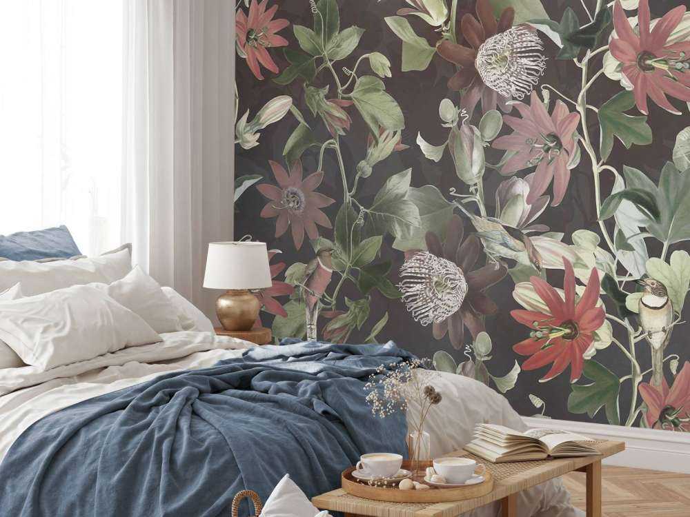 Sju fåglar i förtrollad lövverk - Midnatt blomma