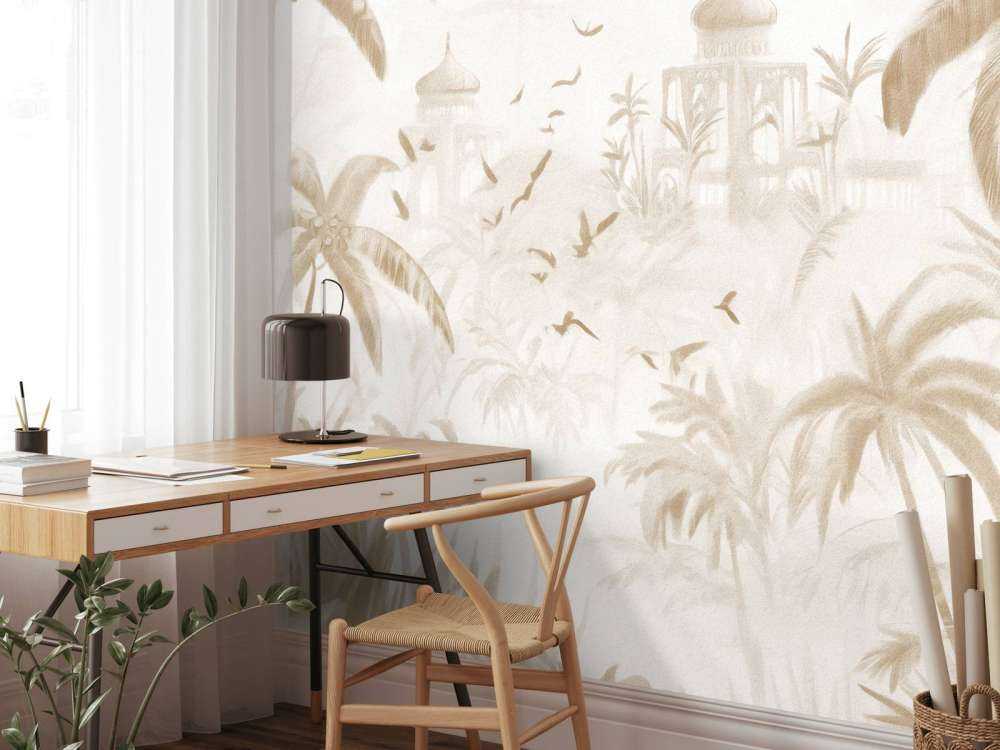 Orientalisk Trädgård i Gryningen, taupe