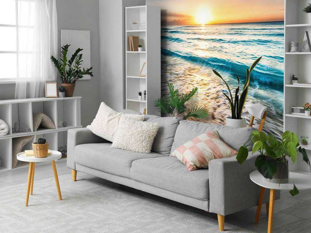 Solnedgång över lugnt hav