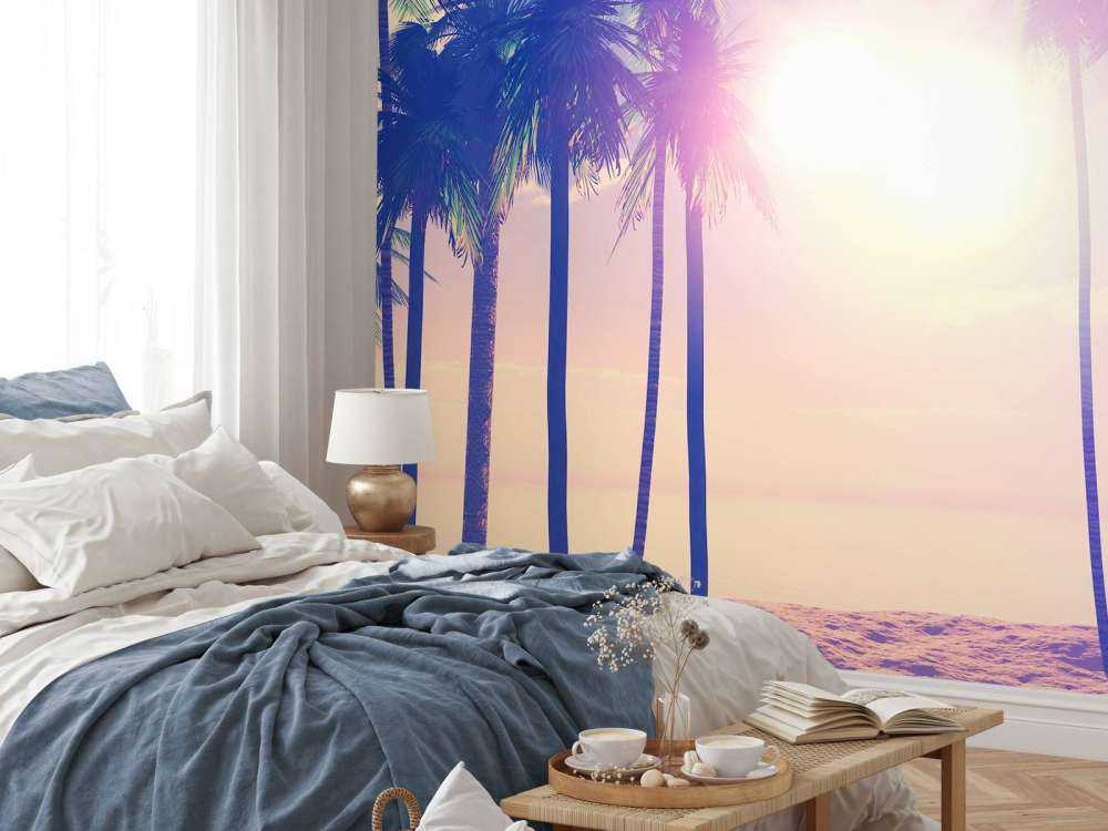 Vintage palmer och hav