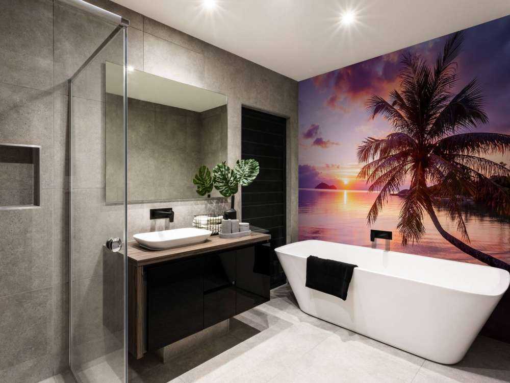 Palme vid solnedgång