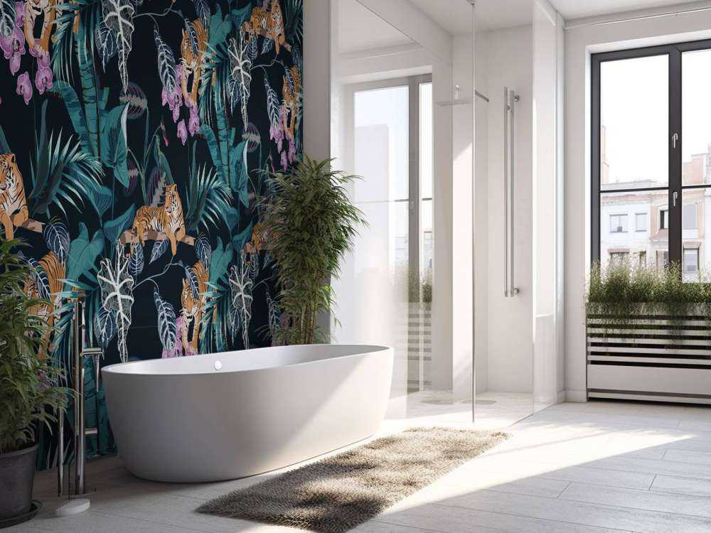 Tigrar, blad och blommor