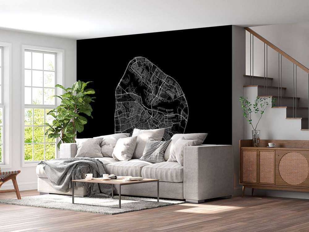 Karta över Amsterdam, svart