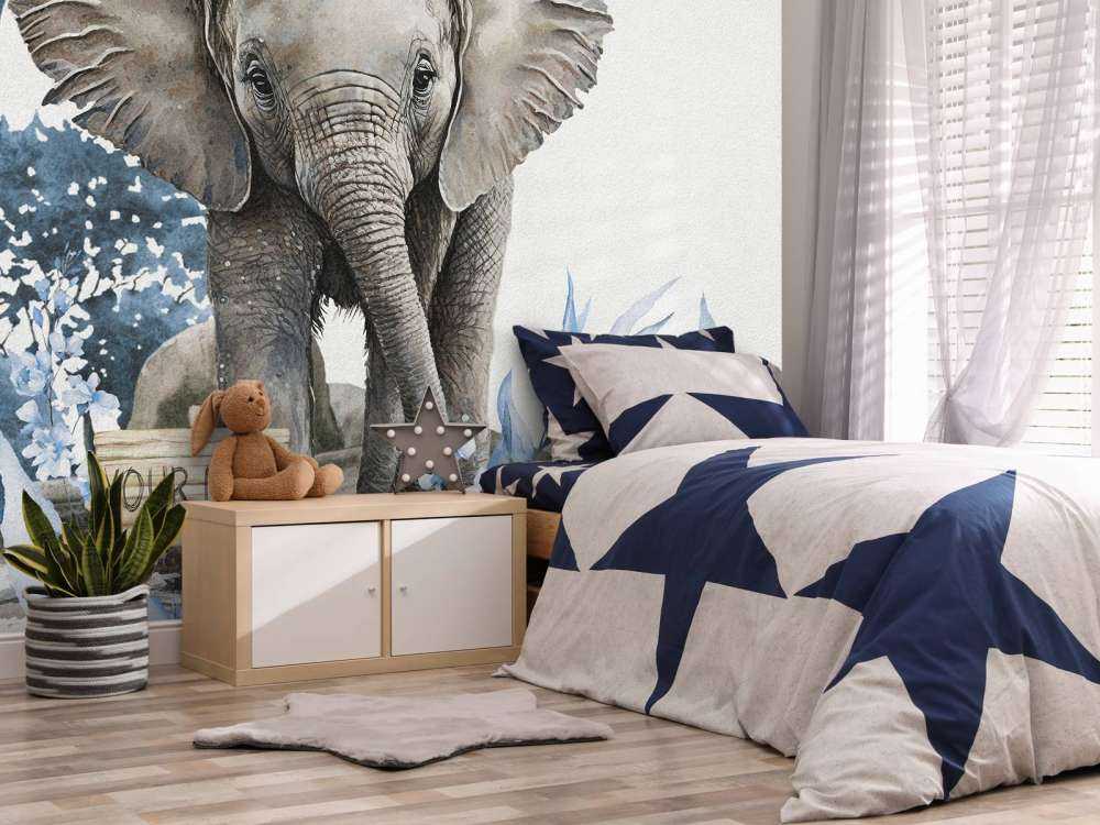 Elefant i djungeln blå