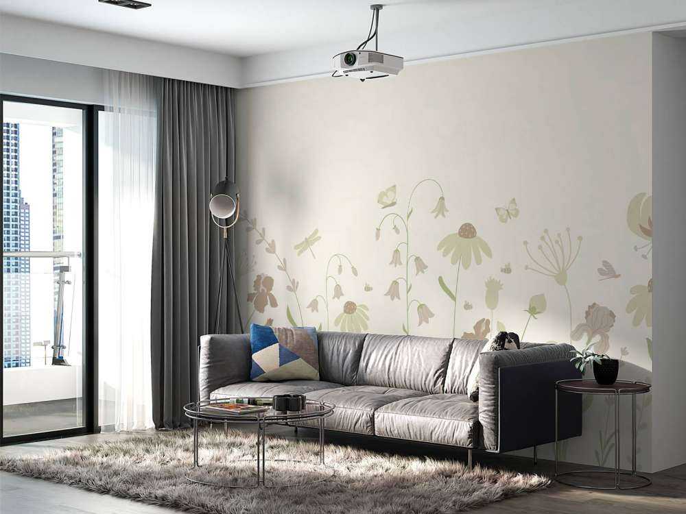 Blomsterfält högt med fjärilar beige och gammelrosa