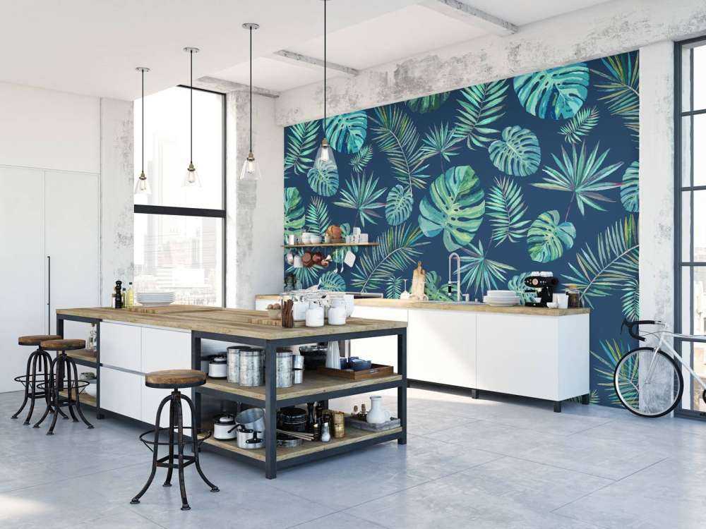 Palmblad och monstera