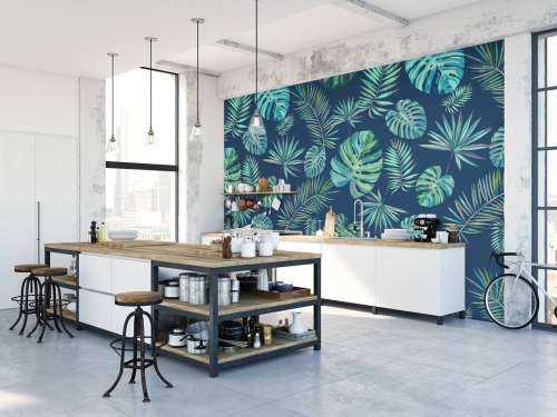 Palmblad och monstera