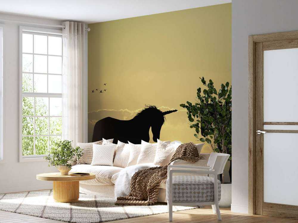 Enhörningar i solnedgången