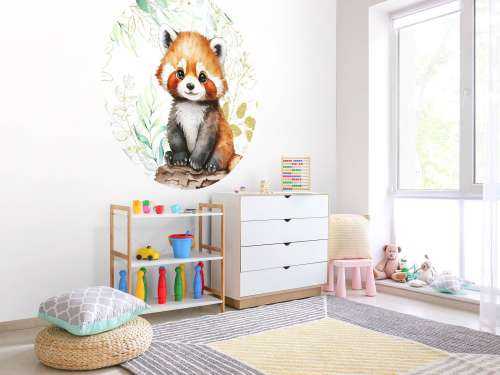 Söt röd panda och blad