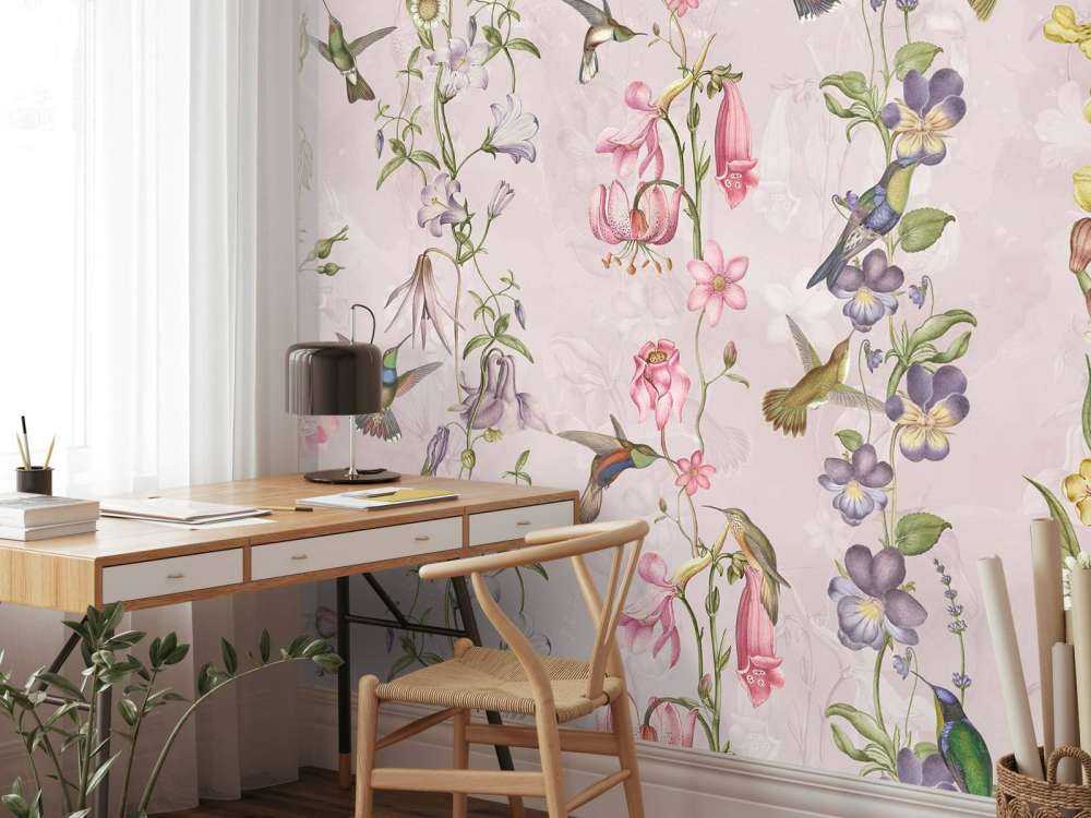 Vädd och trädgårdsblommor rosa