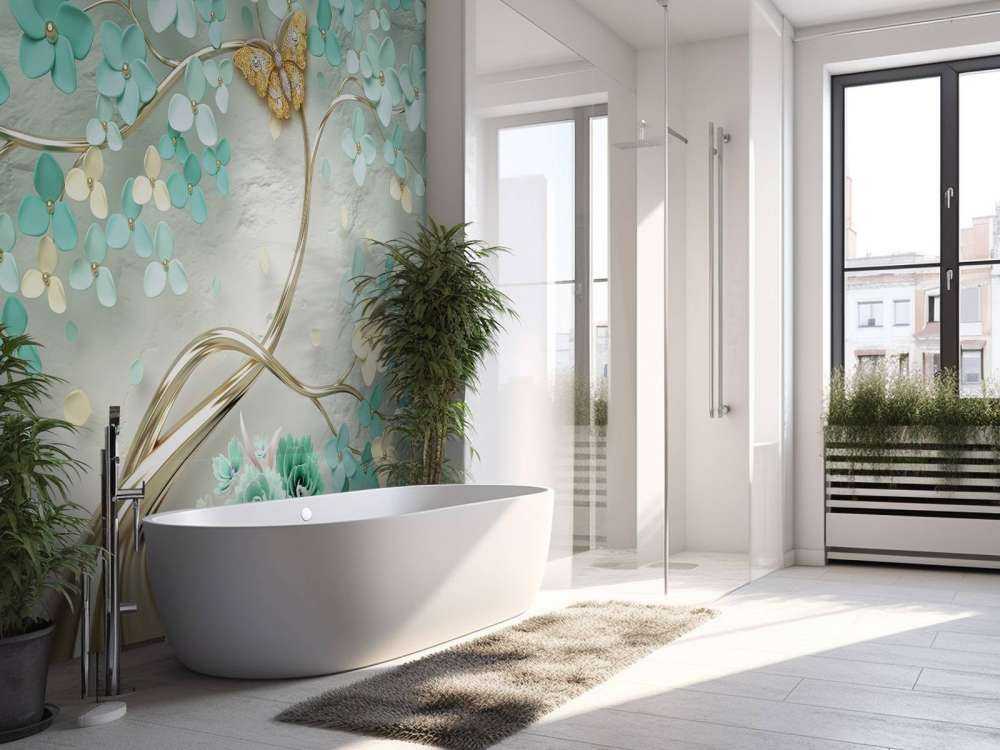 Gyllene fantasiträd med gröna blommor