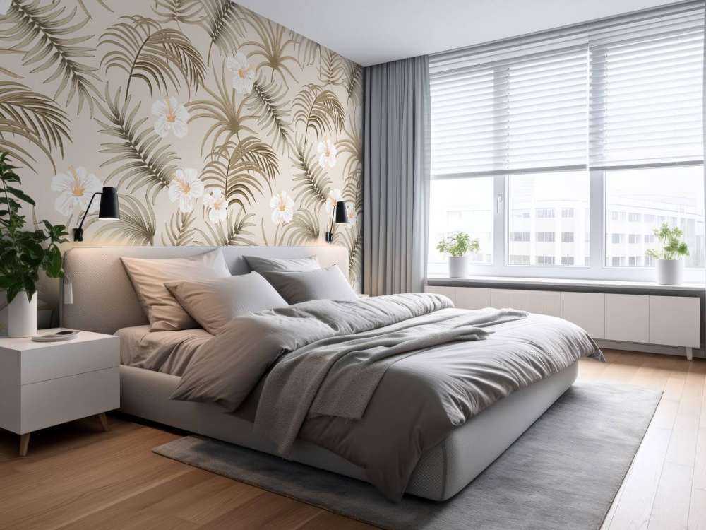 Palmblad och blommor