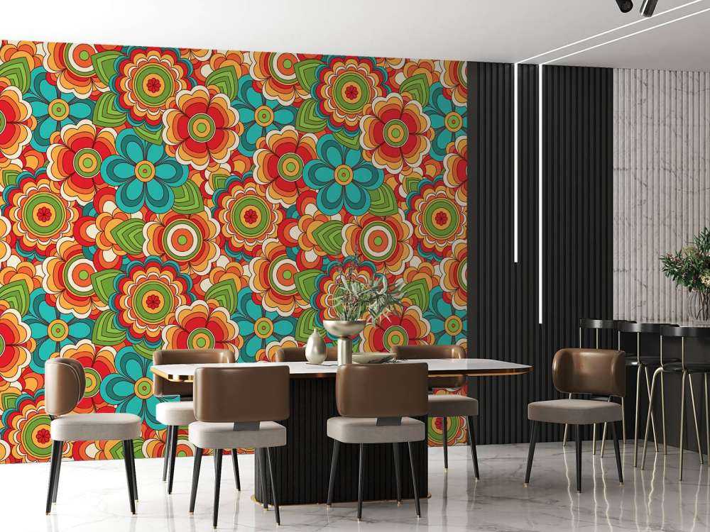 Färgglada retroblommor