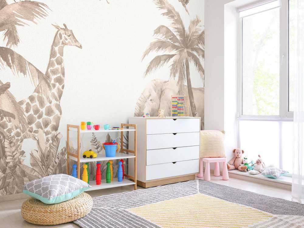 Olika djungeldjur i taupe