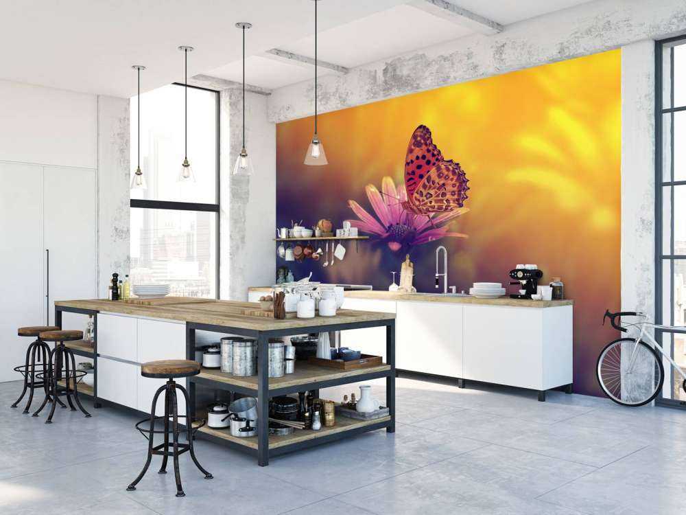 Röd fjäril på blomman