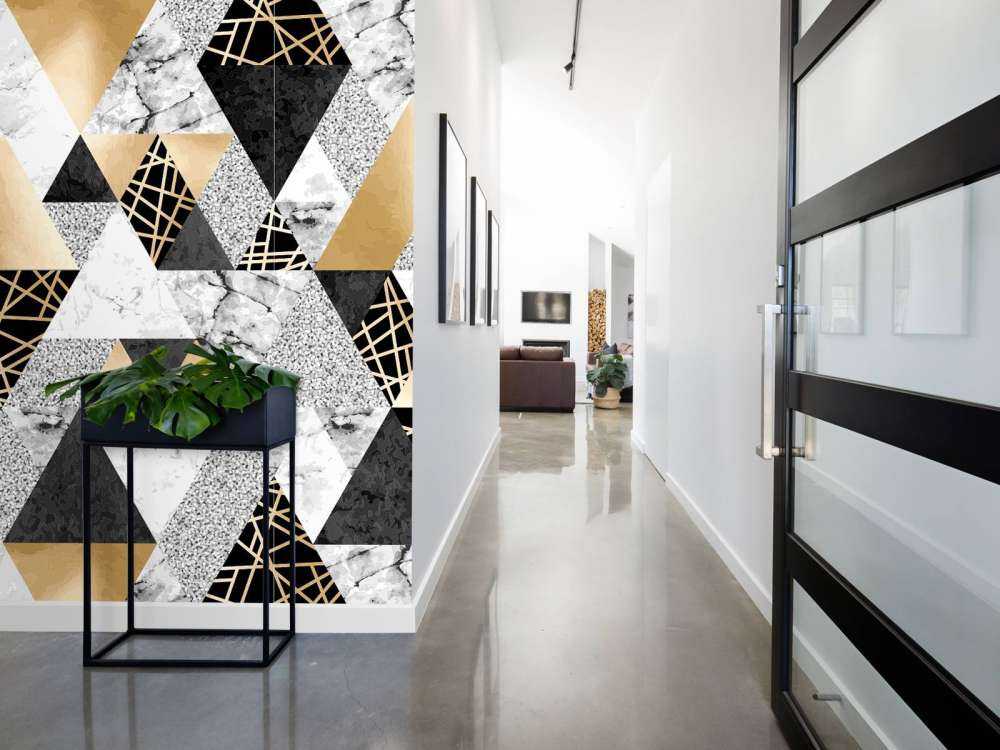 Marmor trianglar med guld