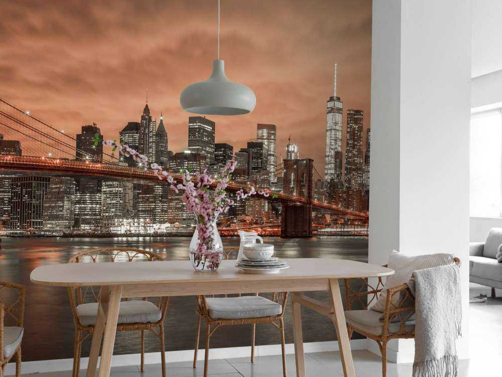 Brooklyn Bridge och Manhattan