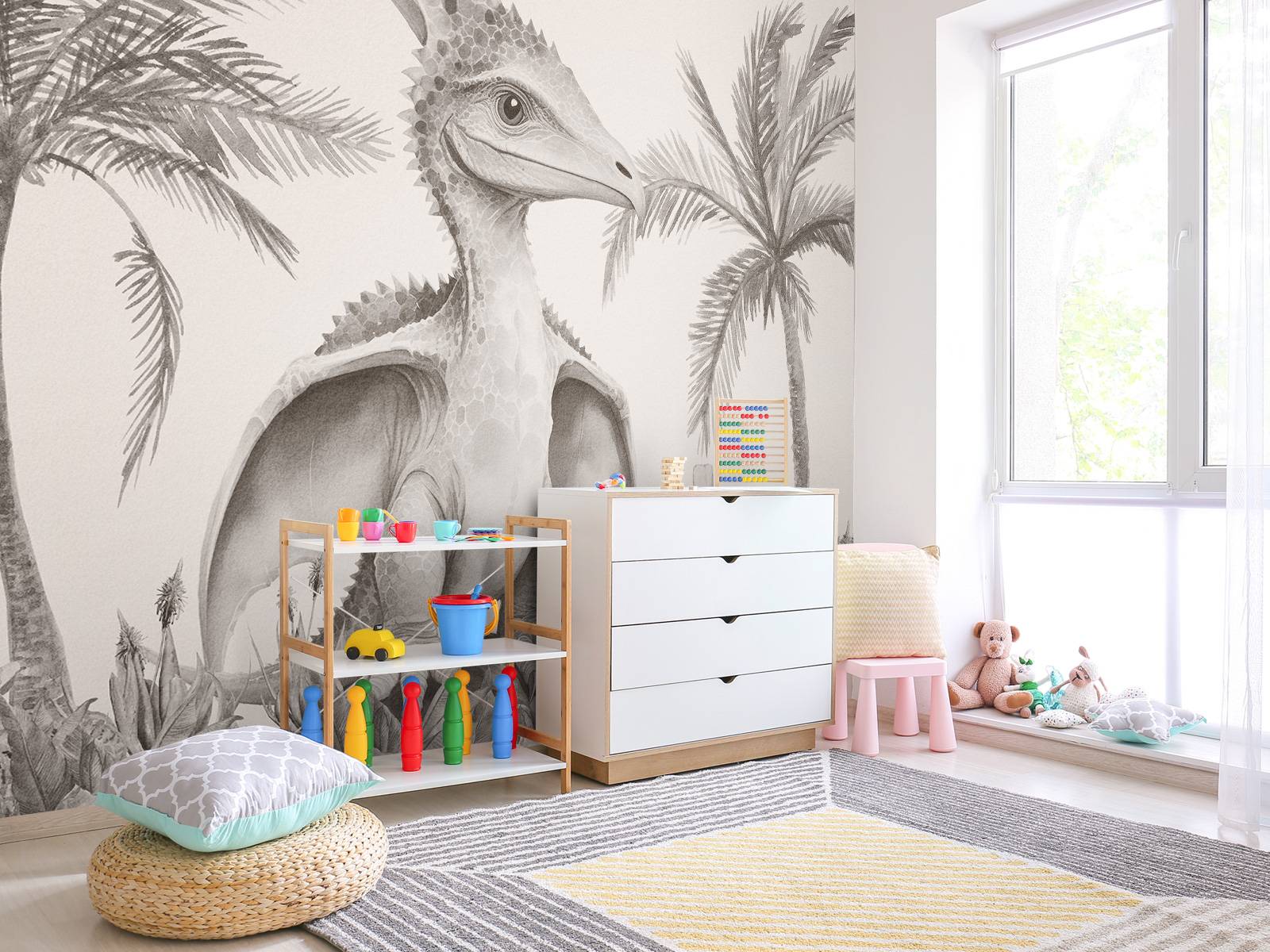 Baby pteranodon i den beige djungeln
