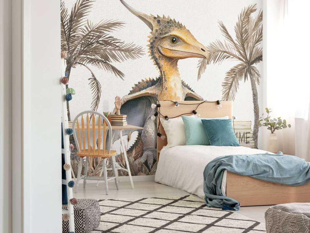 Baby pteranodon i den taupefärgade djungeln