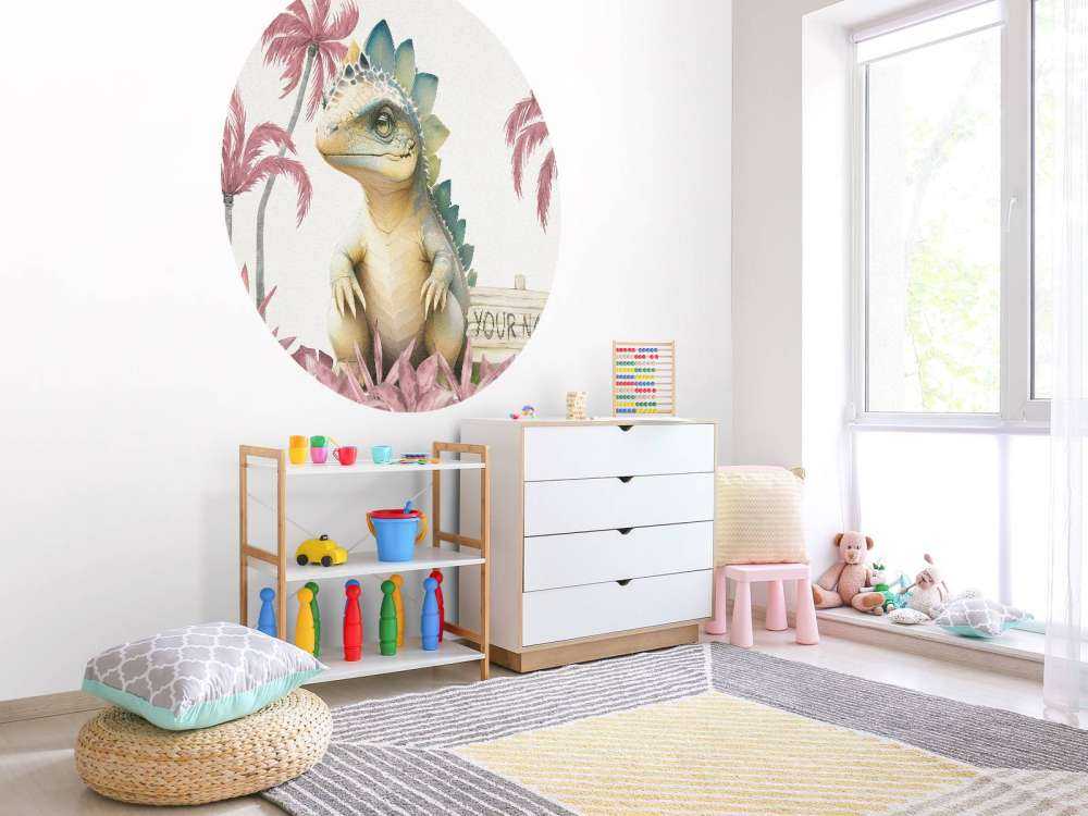 Baby stegosaurus i den rosa djungeln