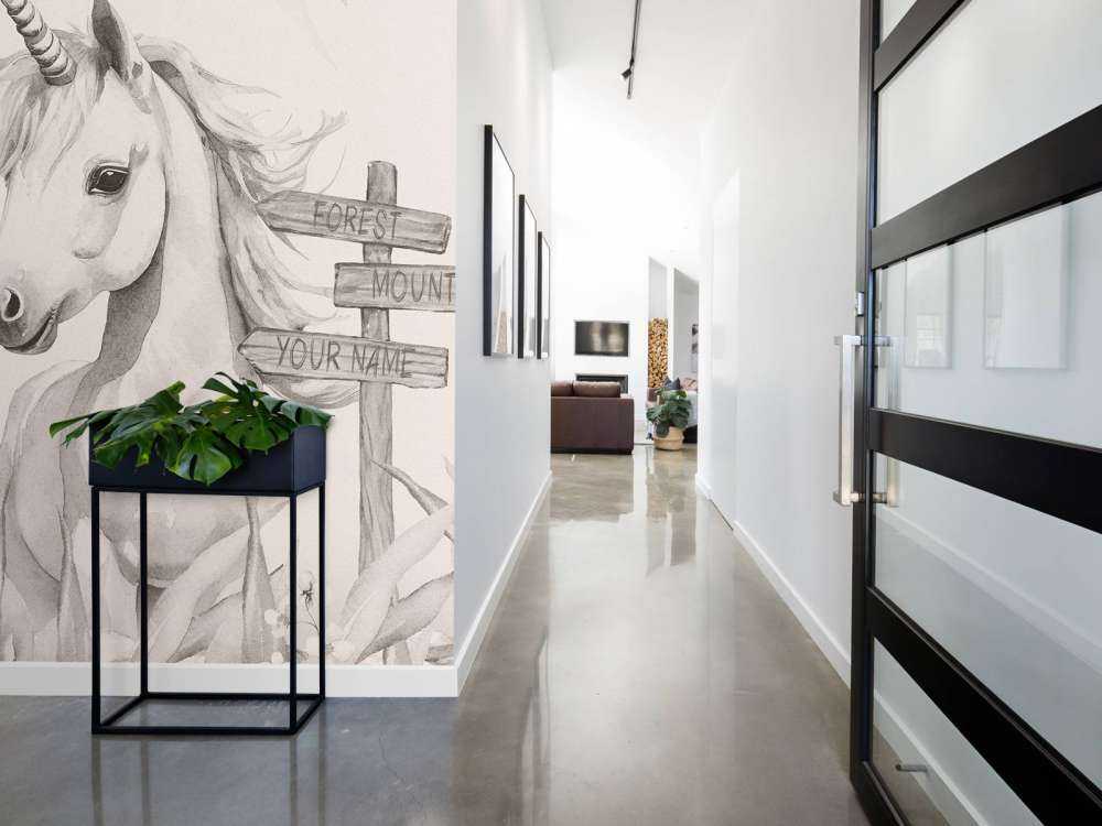 Enhörningsbebis med växter beige