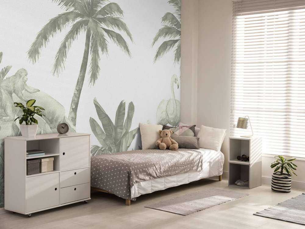 Aber og flamingoer i grønt