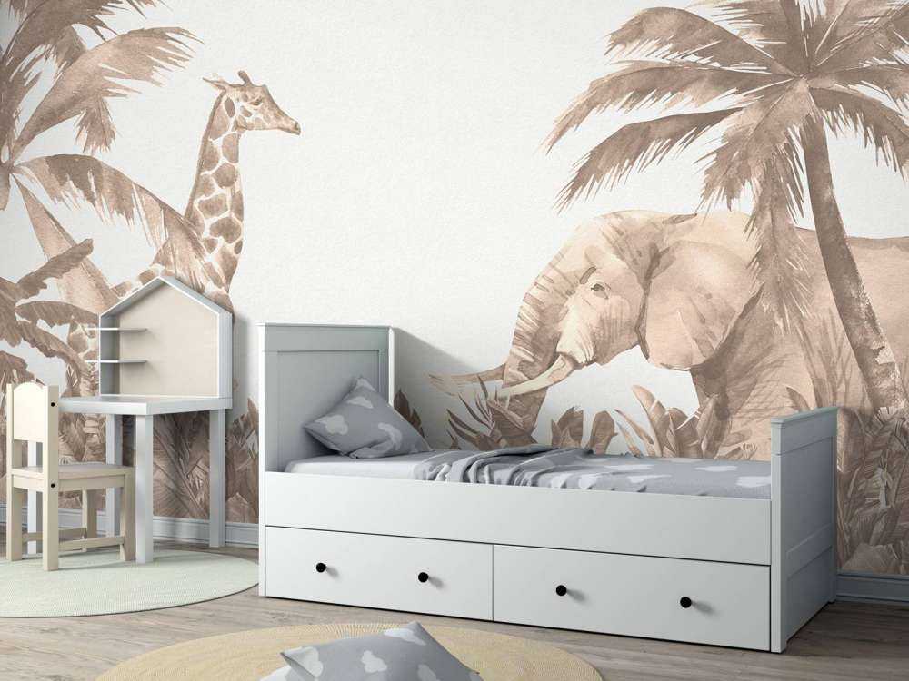 Forskellige jungledyr i taupe
