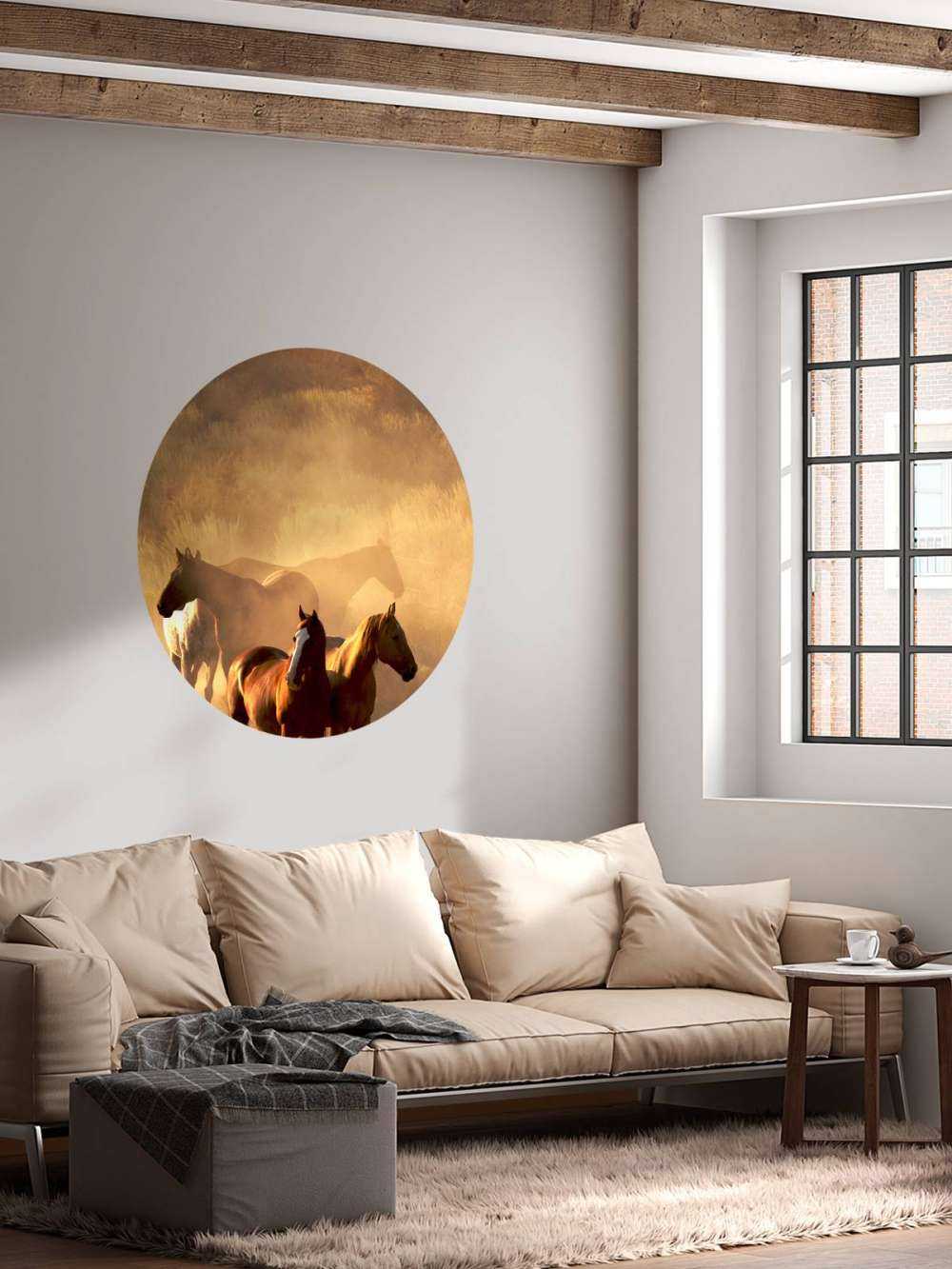 Heste under en solnedgang