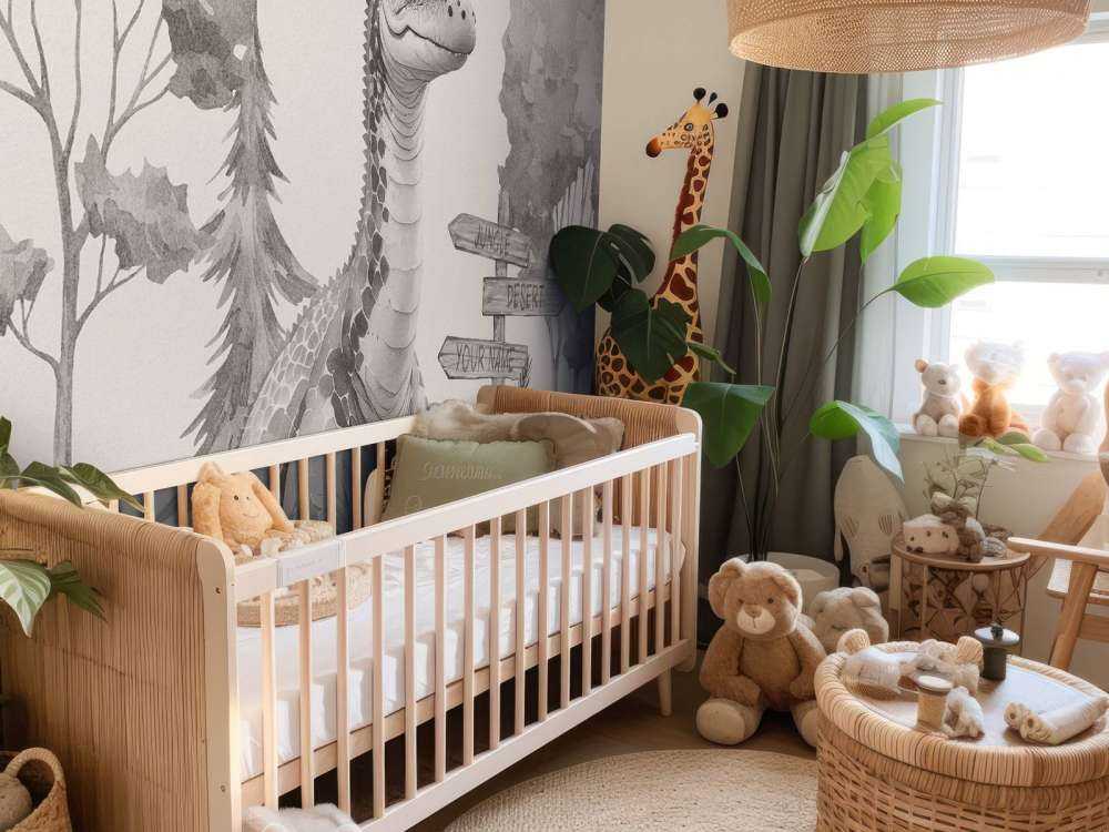 Baby brachiosaurus i den beige junglen