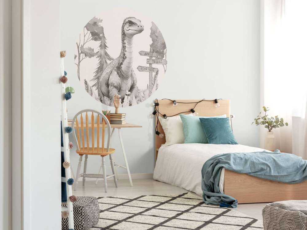 Baby brachiosaurus i den beige junglen