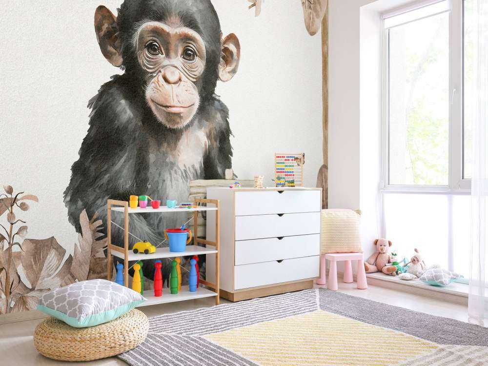 Baby-chimpanse i junglen taupe